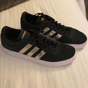 Adidas black suede sneakers